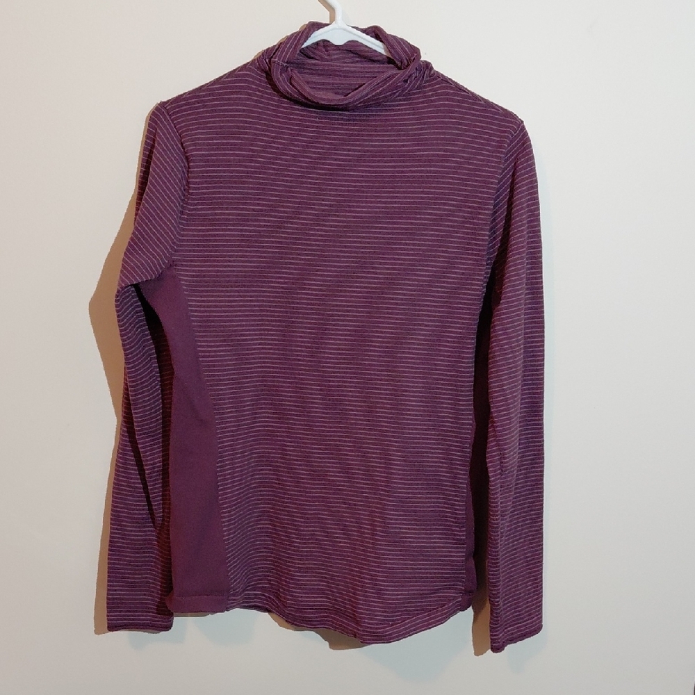 Duluth Trading Coolmax Purple Striped Long Sleeve Top